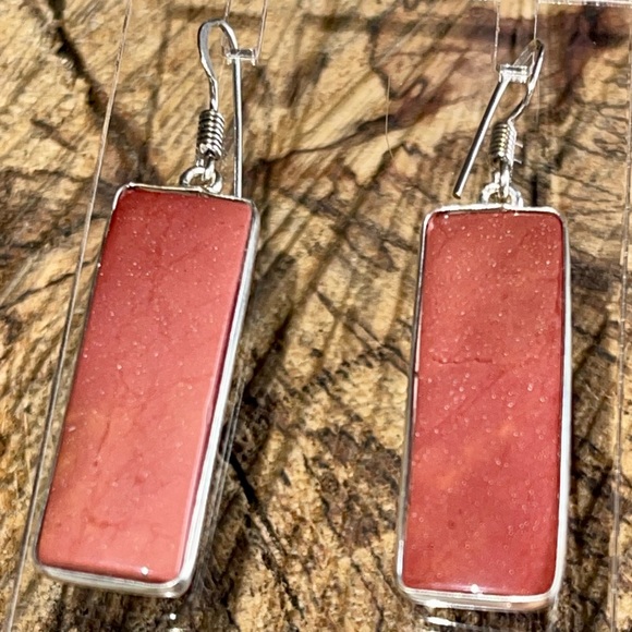 Burgundy Mookaite Earrings 2” - Picture 1 of 10